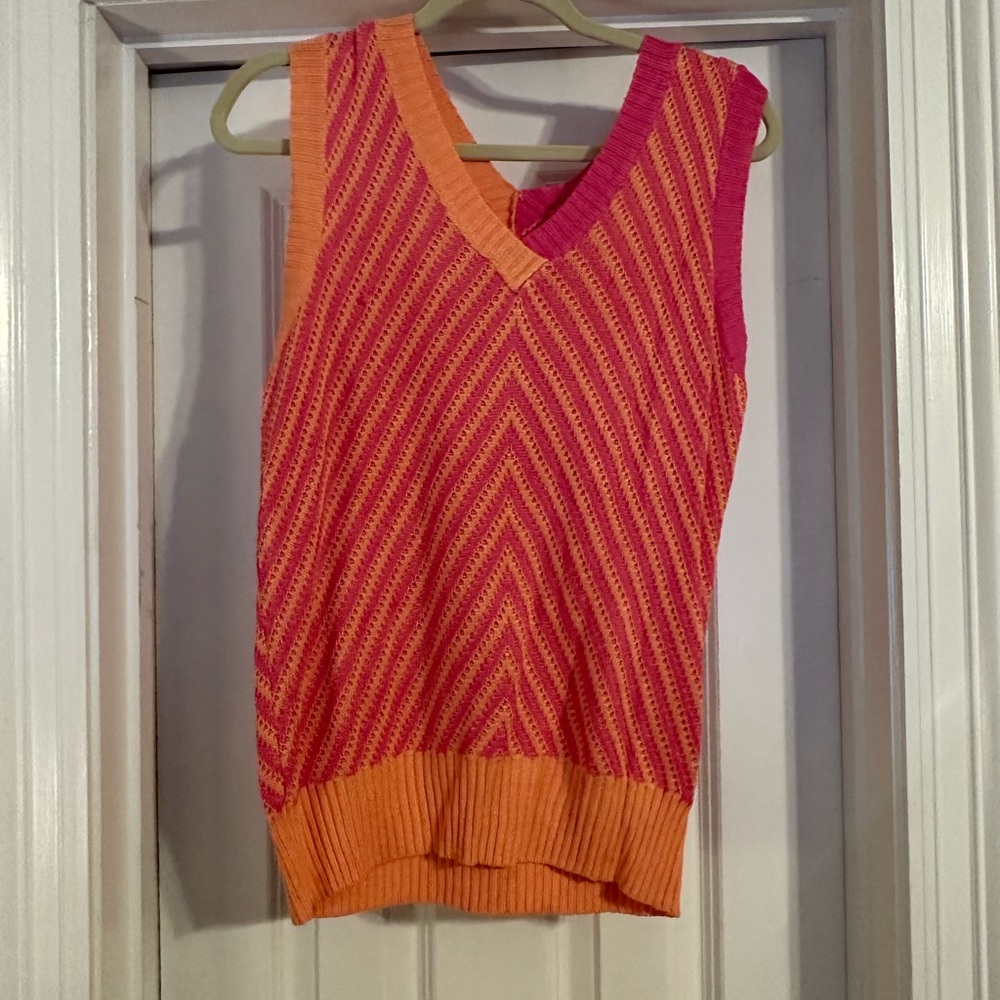 Pink and Orange Chevron Knit Tank Top